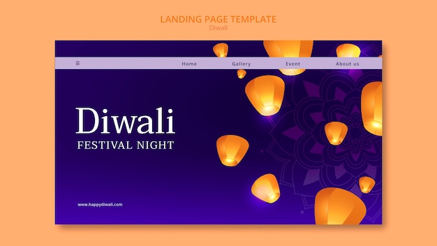 PSD gratuito modello di pagina di destinazione della celebrazione del diwali