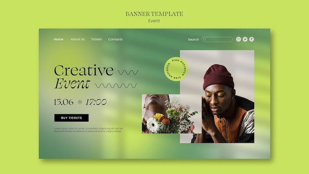 PSD gratuito modello di pagina di destinazione per evento creativo