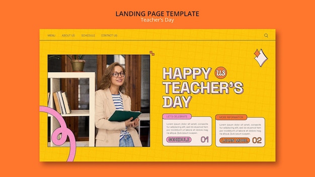 PSD gratuito modello di pagina di destinazione per il giorno dell'insegnante di design piatto