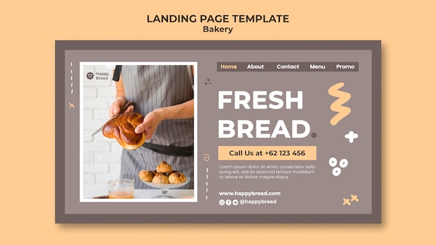 PSD gratuito modello di pagina di destinazione per il negozio di pane