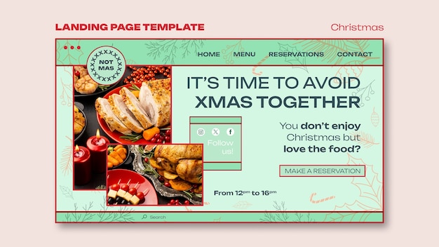 PSD gratuito modello di pagina di destinazione per le celebrazioni di natale