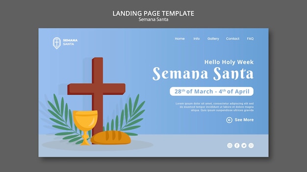 PSD gratuito modello di pagina di destinazione semana santa illustrato