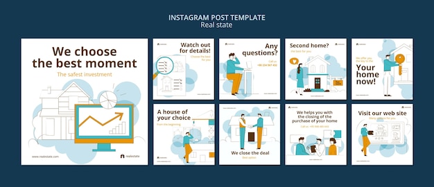 PSD gratuito modello di post di instagram immobiliare di design piatto