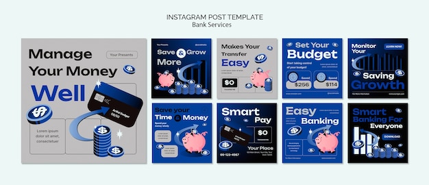 PSD gratuito modello di post di instagram per servizi bancari