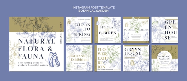 PSD gratuito modello di post instagram del giardino botanico