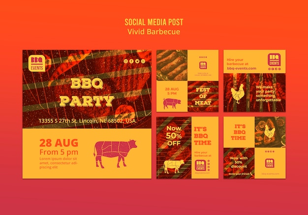 PSD gratuito modello di post social media concetto barbecue