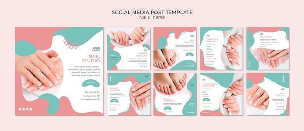 Modello di post social media nail studio