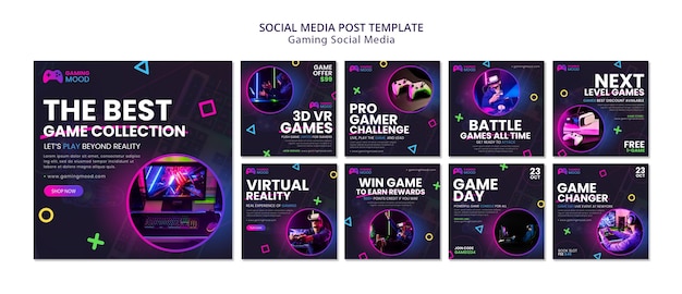 PSD gratuito modello di post sui social media di gradient gaming