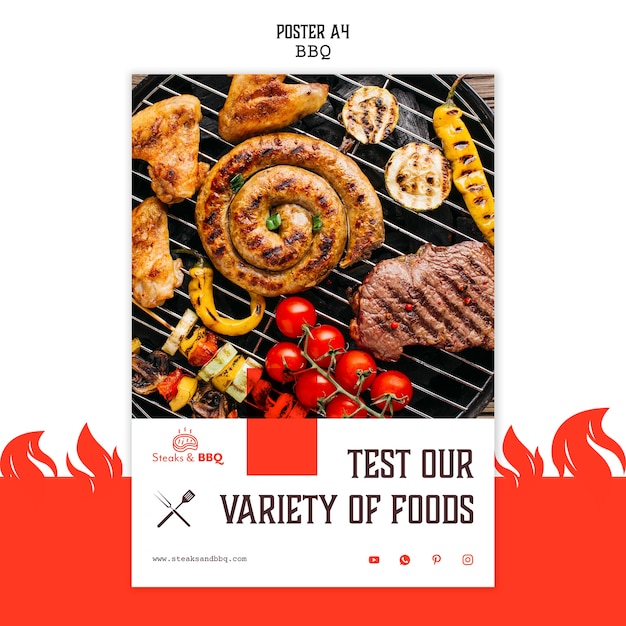 PSD gratuito modello di poster con tema bbq