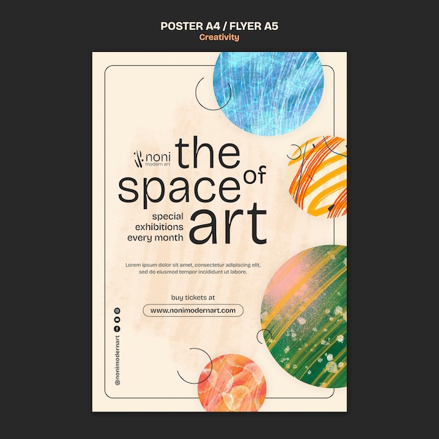 Modello di poster d'arte spaziale ad acquerello