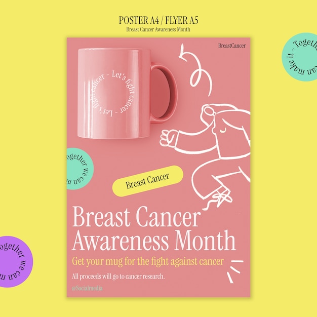 Modello di poster del mese di consapevolezza del cancro al seno