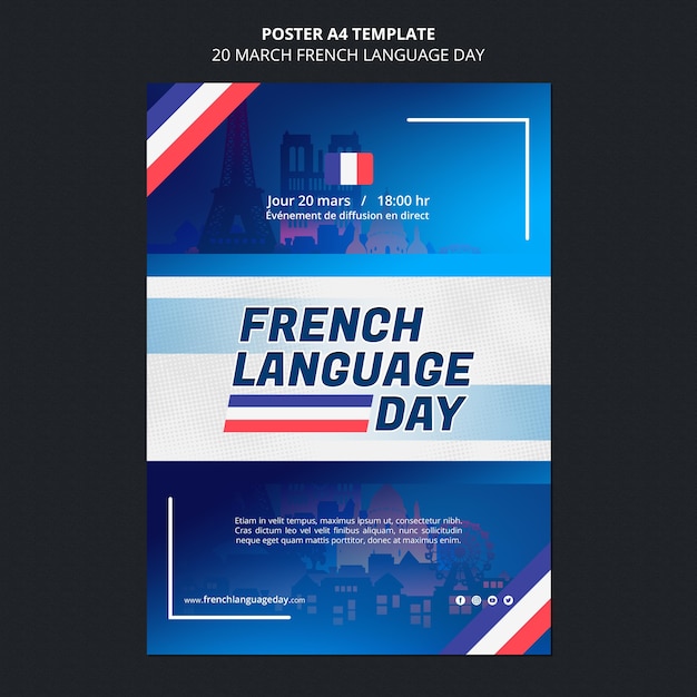 PSD gratuito modello di poster della giornata in lingua francese