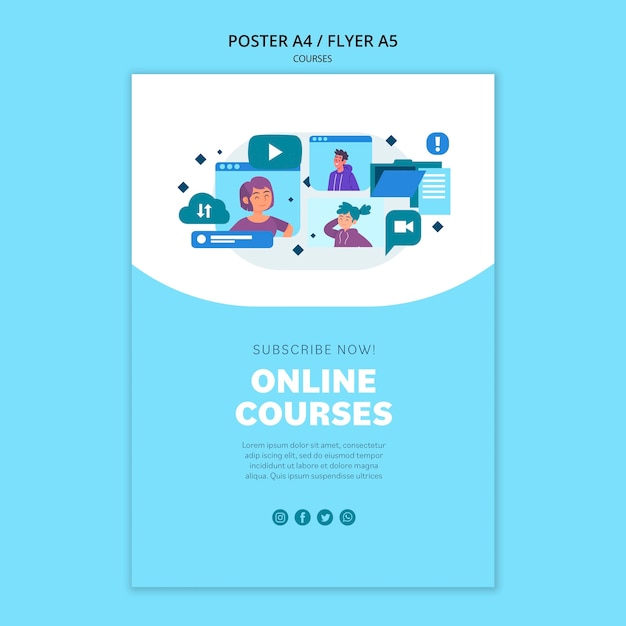 PSD gratuito modello di poster di corsi online