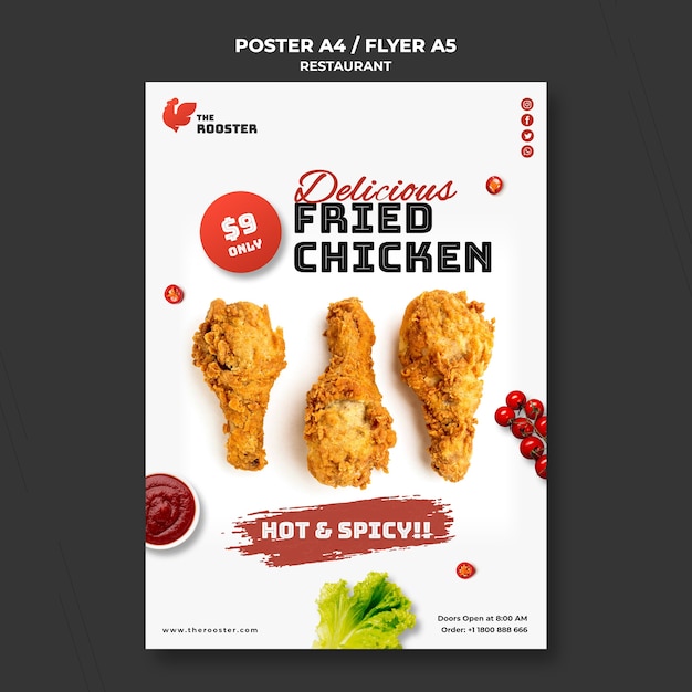 PSD gratuito modello di poster di fast food con foto