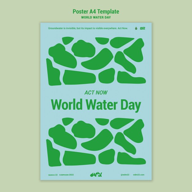 Modello di poster o volantino per la giornata mondiale dell'acqua