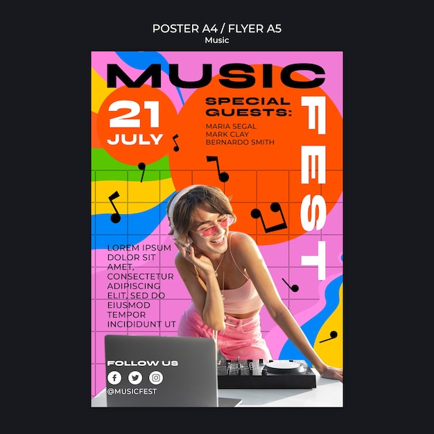 PSD gratuito modello di poster per eventi musicali