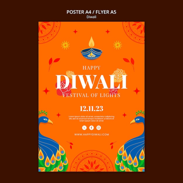 PSD gratuito modello di poster per la celebrazione di diwali