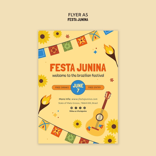 PSD gratuito modello di poster per la celebrazione di festa junina