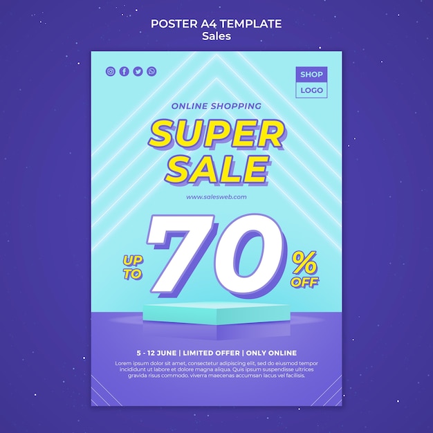 PSD gratuito modello di poster per super vendita