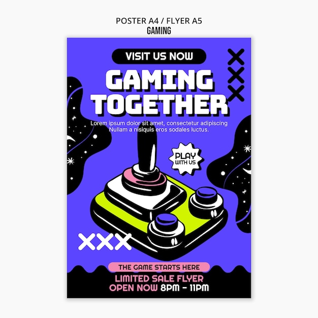 PSD gratuito modello di poster retro per giochi