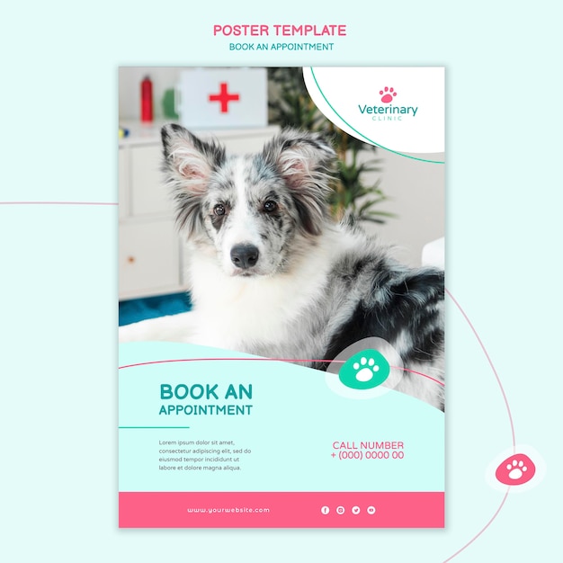 PSD gratuito modello di poster verticale per appuntamento dal veterinario