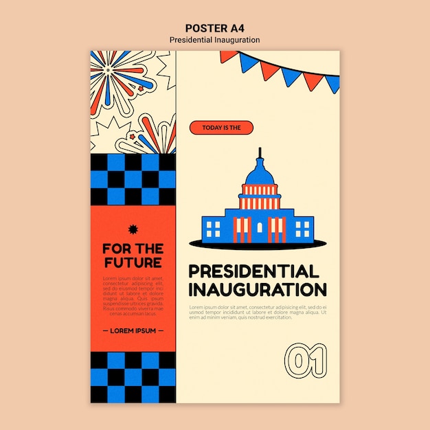 PSD gratuito modello di poster verticale per l'inaugurazione presidenziale americana