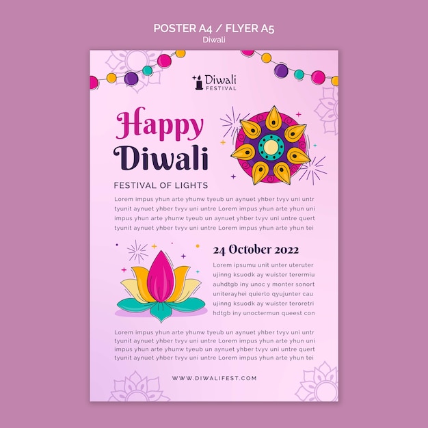 PSD gratuito modello di poster verticale per la celebrazione di diwali