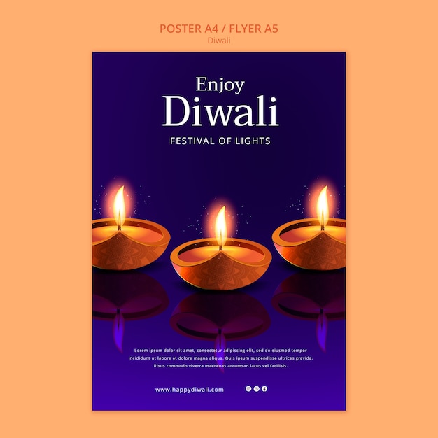 Modello di poster verticale per la celebrazione di Diwali