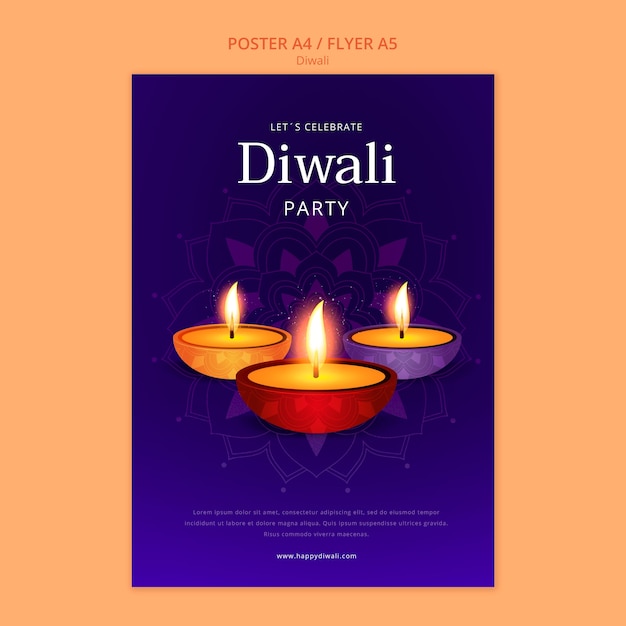 PSD gratuito modello di poster verticale per la celebrazione di diwali