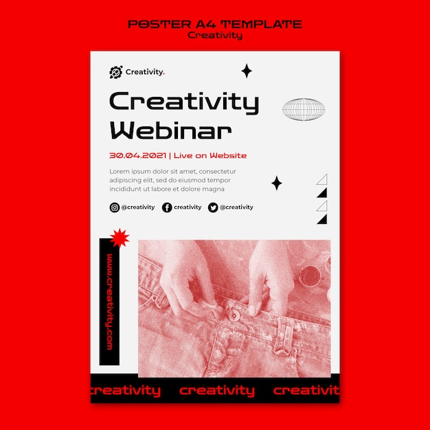 PSD gratuito modello di poster webinar creatività