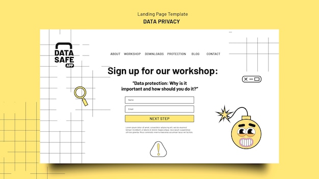 PSD gratuito modello di privacy dei dati di design piatto