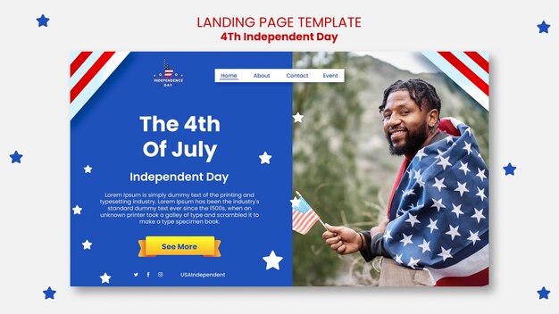 Modello di progettazione della pagina di destinazione del 4 luglio