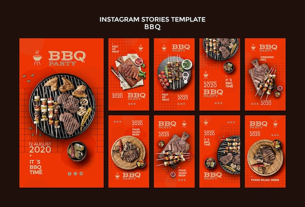 PSD gratuito modello di storie di instagram barbecue party