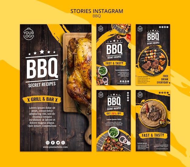 PSD gratuito modello di storie di instagram con bbq