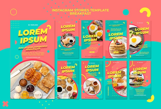 PSD gratuito modello di storie di instagram deliziosa colazione