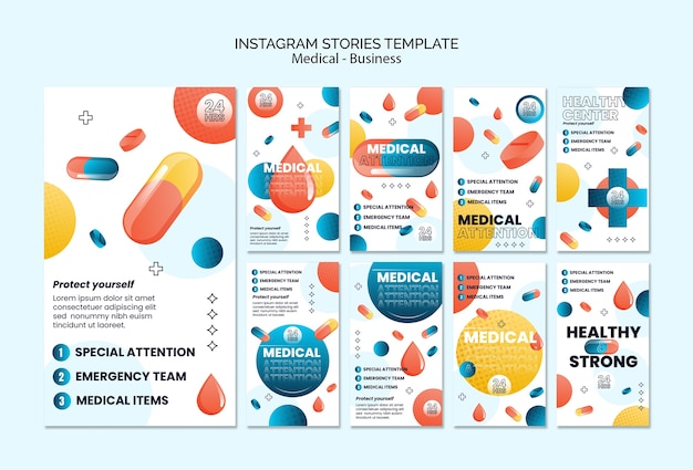 PSD gratuito modello di storie di instagram di assistenza medica