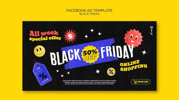 PSD gratuito modello facebook black friday dal design piatto