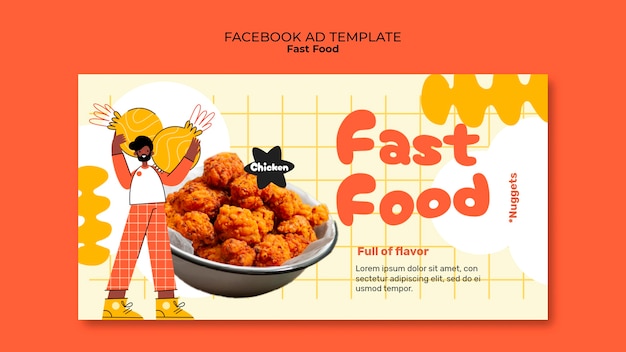 Modello Facebook fast food disegnato a mano