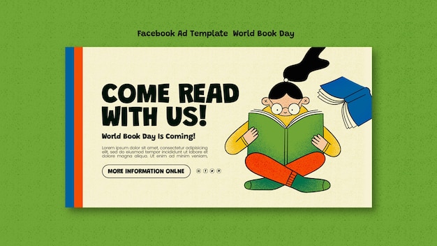 PSD gratuito modello facebook per la celebrazione della giornata mondiale del libro