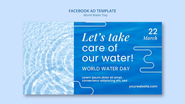 PSD gratuito modello facebook per la giornata mondiale dell'acqua