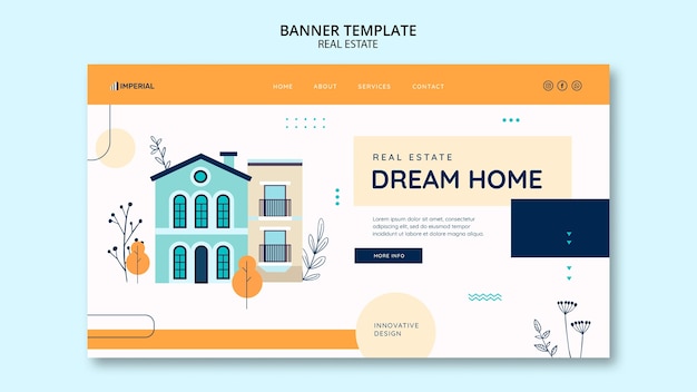 PSD gratuito modello immobiliare di design piatto