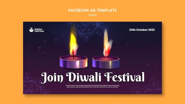 Modello promozionale di social media per la celebrazione del festival di Diwali