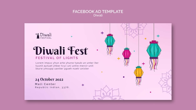 PSD gratuito modello promozionale di social media per la celebrazione di diwali