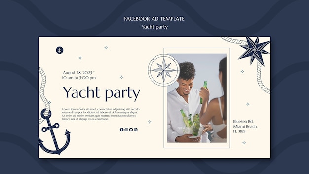 PSD gratuito modello promozionale per i social media per la celebrazione di una festa in yacht di lusso