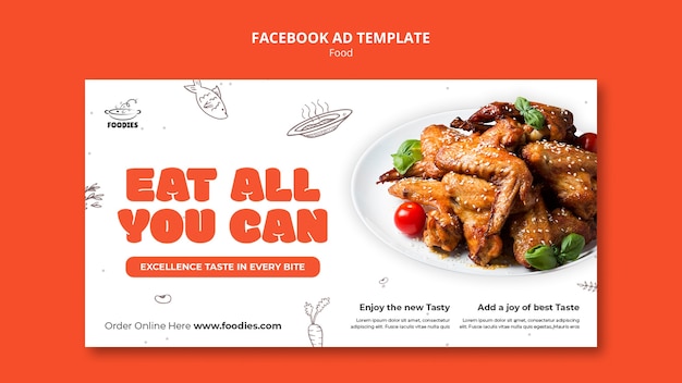 PSD gratuito modello promozionale sui social media del ristorante all you can eat