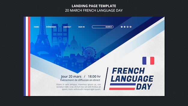 PSD gratuito modello web giornata in lingua francese