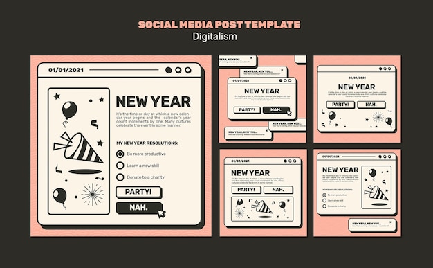 Gratis PSD nieuwjaar concept sociale media post sjabloon