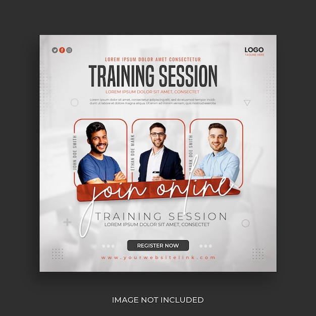 PSD gratuito online multiple guest speaker business live conference social media post template