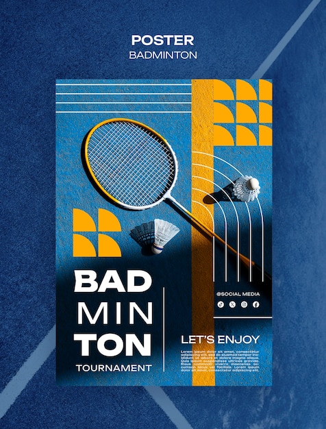 Gratis PSD ontwerp van een badminton sjabloon