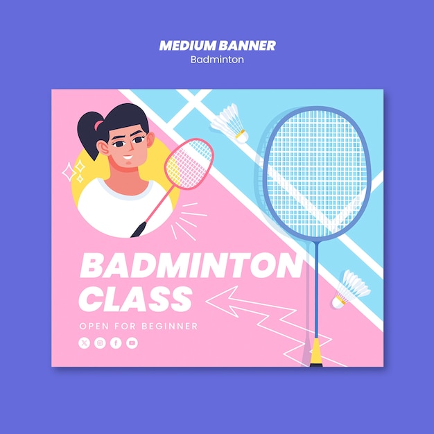 Gratis PSD ontwerp van een badminton sjabloon